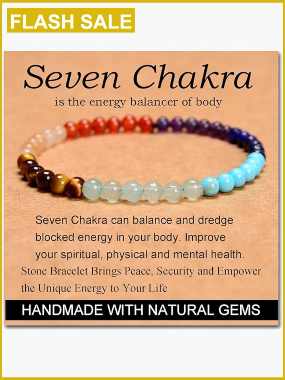 Handmade Stretch Bracelet Natural Stone Healing Chakra Energy Unisex Adult 4mm